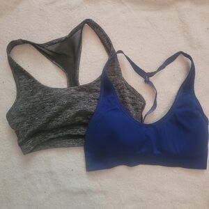 Women's Gray and Blue Sports Bras